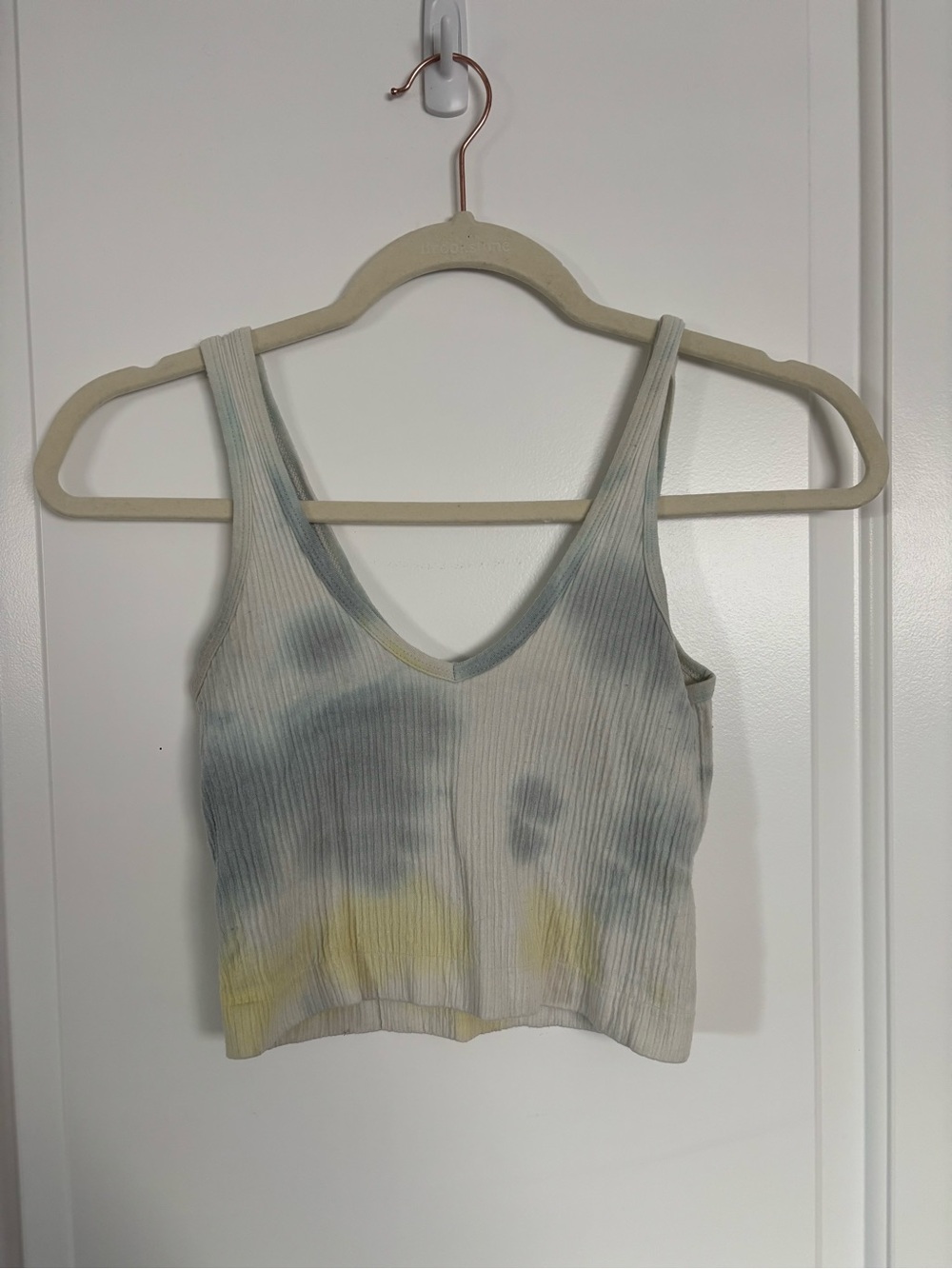Urban Outfitters Out From Under Ribbed Tank Top in Blue & Yellow Tie-Dye